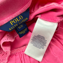 Load image into Gallery viewer, Girls POLO RALPH LAUREN, broderie trim polo dress, wash fade, FUC, size 7, L: 62cm