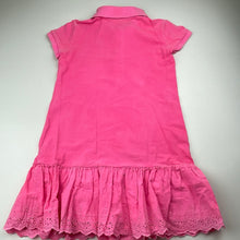 Load image into Gallery viewer, Girls POLO RALPH LAUREN, broderie trim polo dress, wash fade, FUC, size 7, L: 62cm