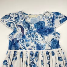 Load image into Gallery viewer, Girls Zara, lightweight dress, peacocks (light marks on skirt), FUC, size 7, L: 68cm