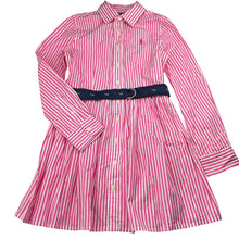 Load image into Gallery viewer, Girls POLO RALPH LAUREN, lightweight cotton shirt dress, EUC, size 8, L: 64cm