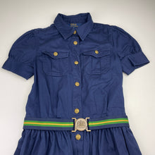 Load image into Gallery viewer, Girls POLO RALPH LAUREN, navy cotton short sleeve shirt dress, EUC, size 8, L: 68cm