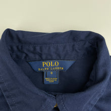 Load image into Gallery viewer, Girls POLO RALPH LAUREN, navy cotton short sleeve shirt dress, EUC, size 8, L: 68cm