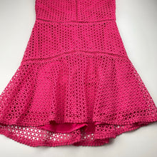 Load image into Gallery viewer, Girls REVIEW, lined pink lace party / formal dress, EUC, size 12, L: 77cm