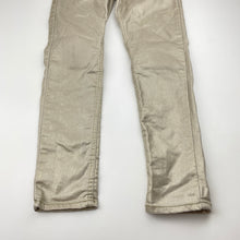 Load image into Gallery viewer, Girls H&M, lightweight metallic gold pants, elasticated, inside leg: 52cm, GUC, size 8,