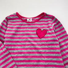 Load image into Gallery viewer, Girls Hootkid, pink & grey stripe long sleeve dress, EUC, size 7, L: 56cm