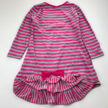 Load image into Gallery viewer, Girls Hootkid, pink & grey stripe long sleeve dress, EUC, size 7, L: 56cm