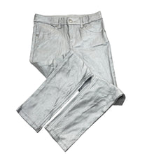 Load image into Gallery viewer, Girls Milkshake, stretchy metallic silver pants, adjustable, inside leg: 51.5cm, GUC, size 7,