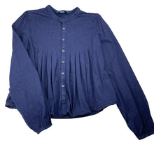 Load image into Gallery viewer, Girls POLO RALPH LAUREN, button-up navy cotton long sleeve top, GUC, size 8-10,