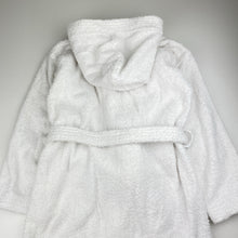 Load image into Gallery viewer, Girls white, towelling dressing gown / bath robe (no labels), shoulder to cuff: 42cm, EUC, size 7-8,