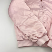 Load image into Gallery viewer, Girls Country Road, pink satin bomber jacket (marks back sleeves & cuffs), FUC, size 8-9,