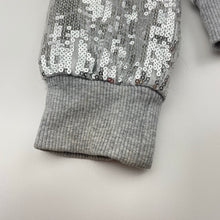 Load image into Gallery viewer, Girls GUESS, silver sequin jacket (discolouration on cuffs), FUC, size 7-8,