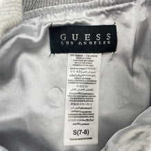 Load image into Gallery viewer, Girls GUESS, silver sequin jacket (discolouration on cuffs), FUC, size 7-8,