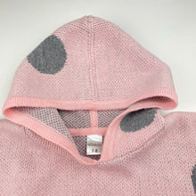 Load image into Gallery viewer, Girls Milkshake, pink & grey knit hooded poncho sweater, GUC, size 7-8,