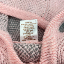 Load image into Gallery viewer, Girls Milkshake, pink & grey knit hooded poncho sweater, GUC, size 7-8,