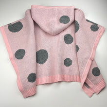 Load image into Gallery viewer, Girls Milkshake, pink & grey knit hooded poncho sweater, GUC, size 7-8,