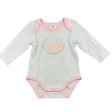 Load image into Gallery viewer, Baby Berry soft cotton bodysuit / romper, watermelon, size 000, Pre-loved