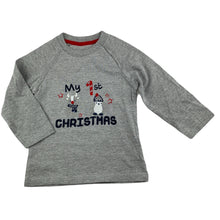 Load image into Gallery viewer, St Bernard grey long sleeve Christmas t-shirt / top, size 0, Pre-loved