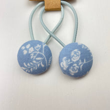 Load image into Gallery viewer, Set of 2 floral fabric covered button hair ties
