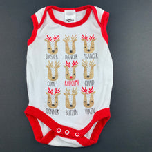 Load image into Gallery viewer, Unisex Baby Berry, cotton Christmas reindeer bodysuit / romper, GUC, size 00