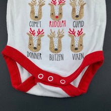 Load image into Gallery viewer, Unisex Baby Berry, cotton Christmas reindeer bodysuit / romper, GUC, size 00