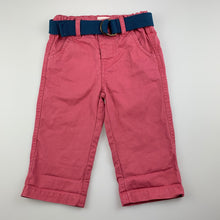 Load image into Gallery viewer, Boys Pumpkin Patch, pink cotton chino pants, adjustable, belt, EUC, size 0