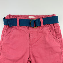 Load image into Gallery viewer, Boys Pumpkin Patch, pink cotton chino pants, adjustable, belt, EUC, size 0