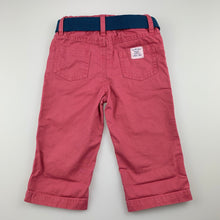 Load image into Gallery viewer, Boys Pumpkin Patch, pink cotton chino pants, adjustable, belt, EUC, size 0