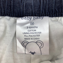 Load image into Gallery viewer, Girls Baby Baby, lined dark navy corduroy pants, elasticated, EUC, size 00