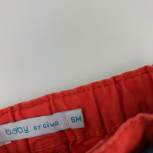 Load image into Gallery viewer, Boys Baby by Gemo, dark orange cotton shorts, belt, elasticated, GUC, size 6 months
