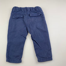 Load image into Gallery viewer, Boys Urb, cotton lined blue cotton pants, adjustable, GUC, size 12 months