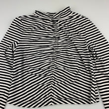 Load image into Gallery viewer, Girls Bardot Junior, black & white stripe long sleeve cropped top, L: 35cm, GUC, size 12
