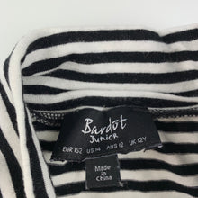 Load image into Gallery viewer, Girls Bardot Junior, black & white stripe long sleeve cropped top, L: 35cm, GUC, size 12