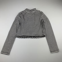 Load image into Gallery viewer, Girls Bardot Junior, black & white stripe long sleeve cropped top, L: 35cm, GUC, size 12