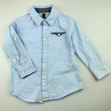 Load image into Gallery viewer, Boys Peter Morrissey, blue lightweight cotton long sleeve shirt, FUC, size 4