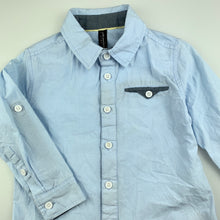 Load image into Gallery viewer, Boys Peter Morrissey, blue lightweight cotton long sleeve shirt, FUC, size 4