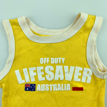 Load image into Gallery viewer, Unisex Between the Flags, yellow cotton singlet top, life saver, GUC, size 0