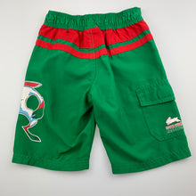 Load image into Gallery viewer, Boys NRL Official, South Sydney Rabbitohs board shorts, elasticated, EUC, size 4