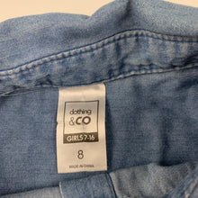 Load image into Gallery viewer, Girls Clothing & Co, blue chambray cotton long sleeve shirt, GUC, size 8