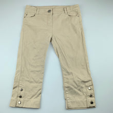 Load image into Gallery viewer, Girls Material Girl, beige stretch cotton cropped pants, adjustable, Inside leg: 36.5cm, GUC, size 8