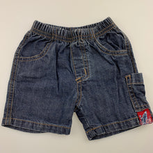 Load image into Gallery viewer, Boys Charlie Rocket, blue denim shorts, elasticated, EUC, size 6 months