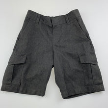 Load image into Gallery viewer, Boys M&S, grey school cargo shorts, adjustable, pilling, FUC, size 4-5,