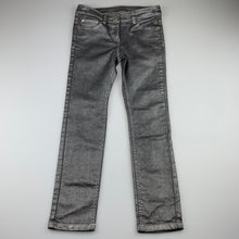 Load image into Gallery viewer, Girls Next, metallic silver casual pants, adjustable, Inside leg: 54cm, EUC, size 8,