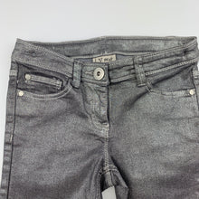 Load image into Gallery viewer, Girls Next, metallic silver casual pants, adjustable, Inside leg: 54cm, EUC, size 8,