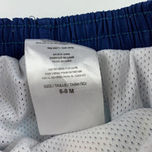 Load image into Gallery viewer, Boys lined, lightweight board shorts, elasticated, sharks, GUC, size 0,