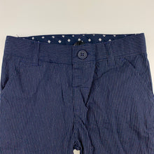 Load image into Gallery viewer, Boys Peter Morrisey, navy and white stripe lightweight cotton pants, adjustable, EUC, size 0,