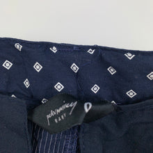 Load image into Gallery viewer, Boys Peter Morrisey, navy and white stripe lightweight cotton pants, adjustable, EUC, size 0,
