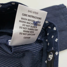 Load image into Gallery viewer, Boys Peter Morrisey, navy and white stripe lightweight cotton pants, adjustable, EUC, size 0,