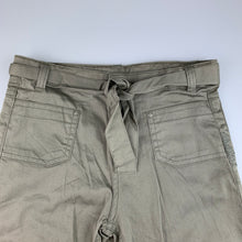 Load image into Gallery viewer, Girls Milkshake, khaki stretch cotton cropped pants, adjustable, inside leg: 35 cm, EUC, size 8,