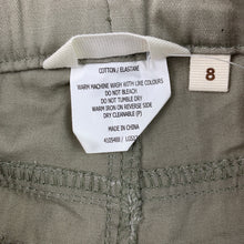 Load image into Gallery viewer, Girls Milkshake, khaki stretch cotton cropped pants, adjustable, inside leg: 35 cm, EUC, size 8,