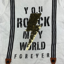 Load image into Gallery viewer, Boys Max, cotton t-shirt top, rock, light mark back right arm, FUC, size 7-8,